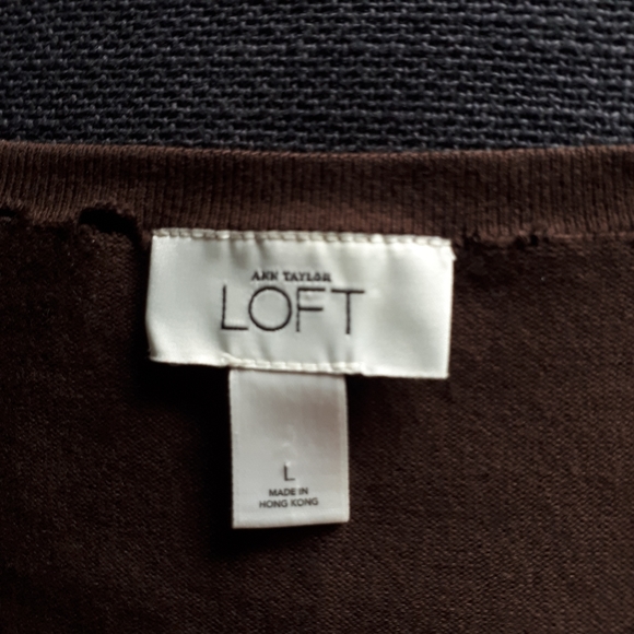 LOFT by Ann Taylor Brown Cardigan size Large - Picture 10 of 11